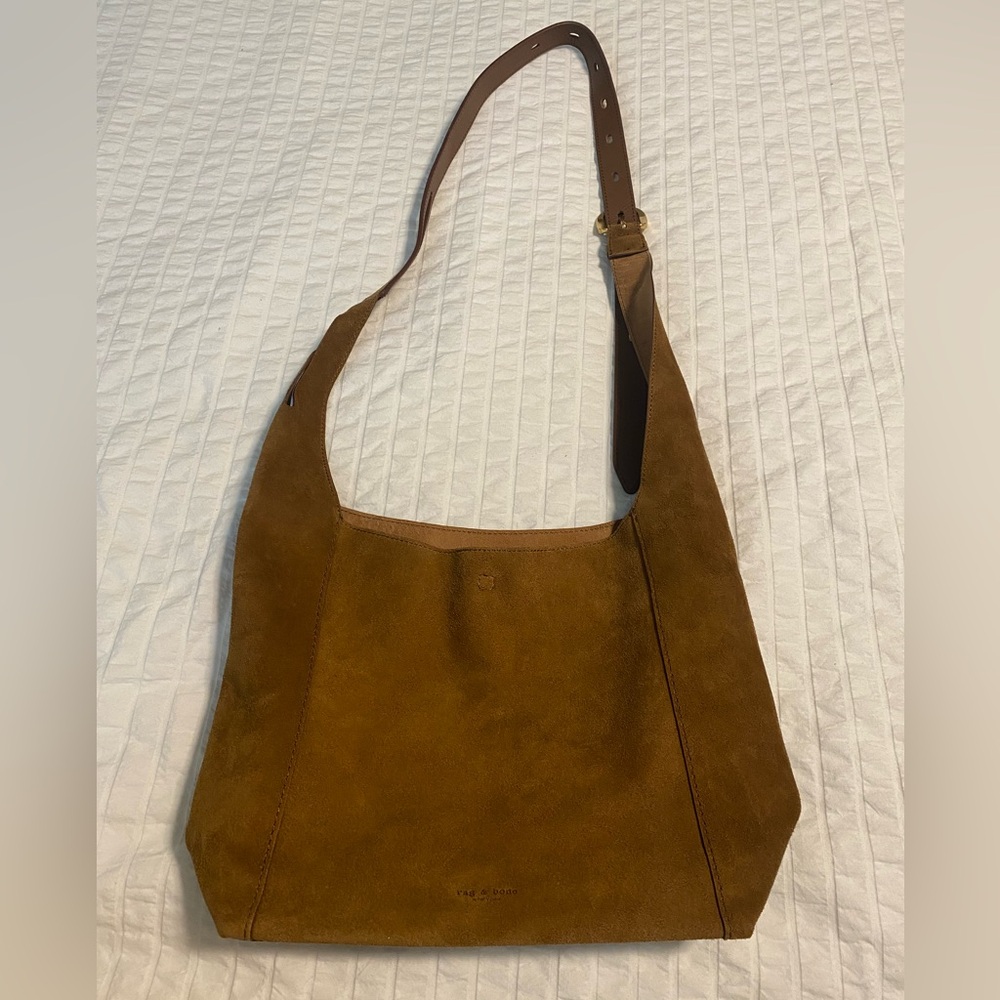 rag & bone Suede Hobo Shoulder Bag in Cognac Brown - Picture 3 of 9